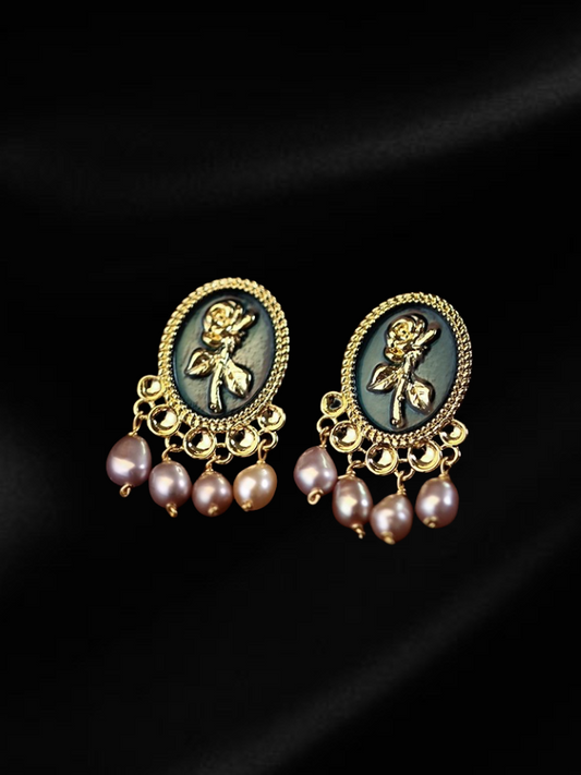 Regal Fringe: Vintage Rococo Purple Pearl Earrings