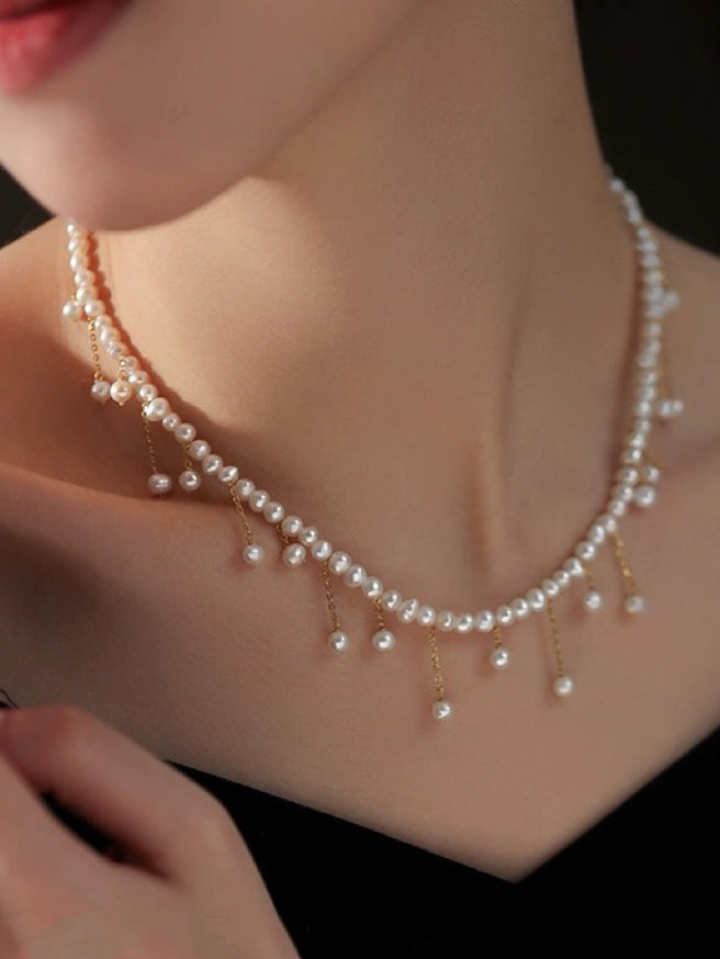 Dazzling Dangles: Freshwater Pearl Necklace