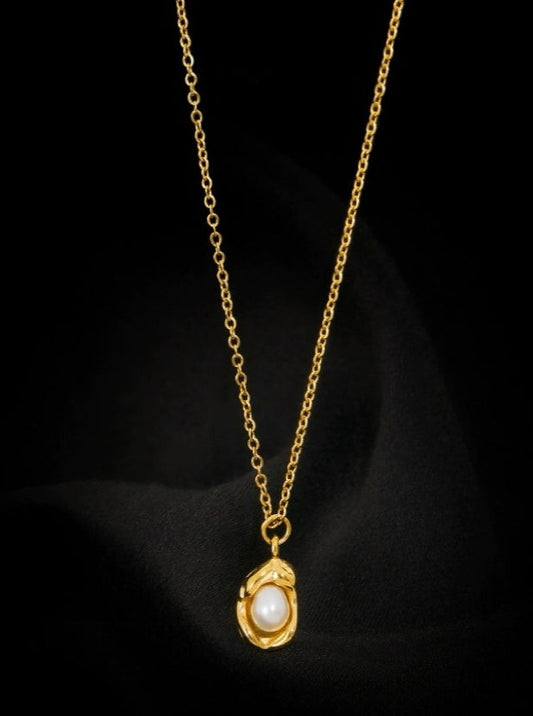 Graceful Harvest: Gold-Plated Pea Freshwater Pearl Necklace
