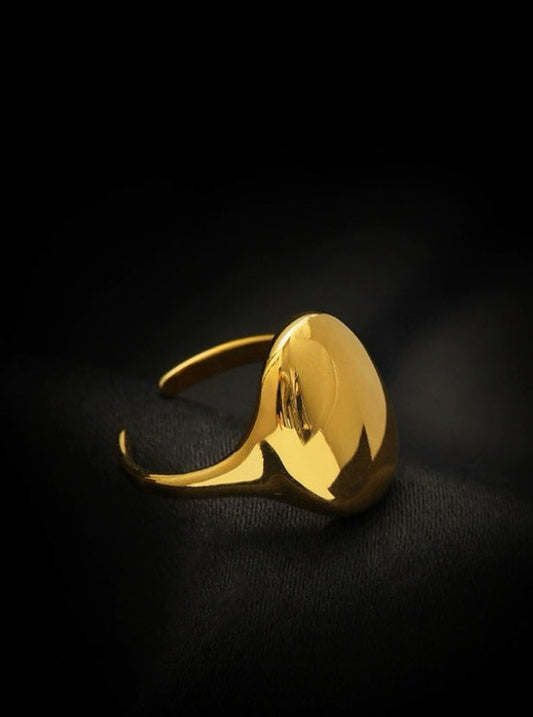 Classic Oval Copper Gold-Plated Adjustable Ring