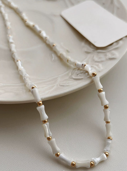 Zen Elegance: Bamboo Shape Natural Stone Necklace