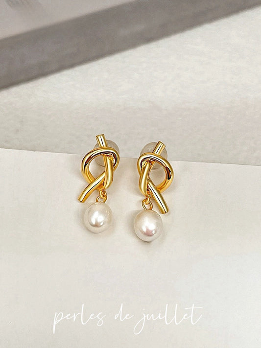 Timeless Knots: Knotted Freshwater Pearl Earrings