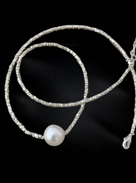 Silver-Plated 9mm-10mm Freshwater Pearl Necklace